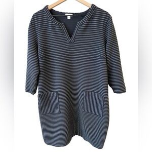 💙 J. Jill Shift Dress | 3/4 Sleeves | Navy Blue with White Stripes | Size XL